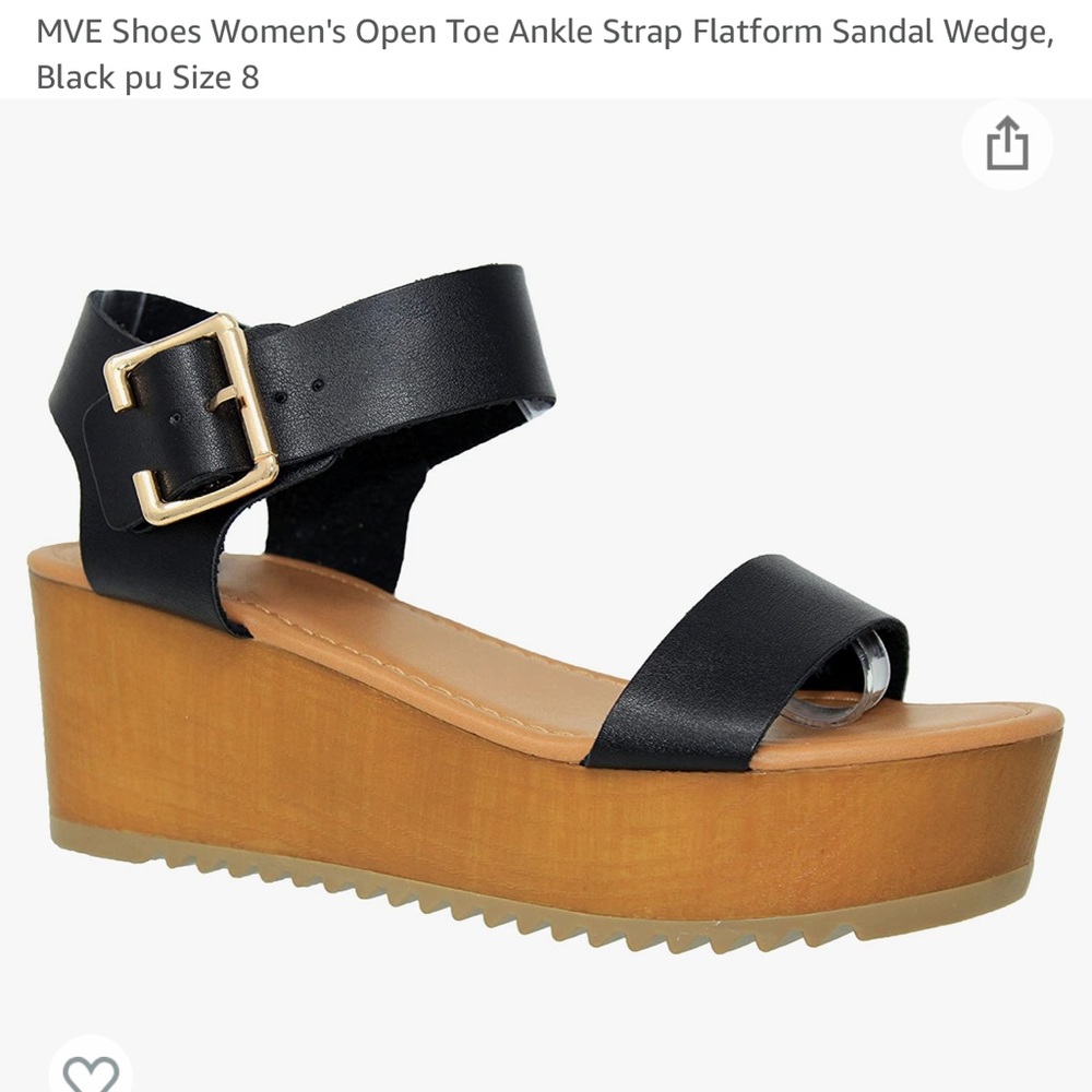 SODA Platform Strappy Ankle Sandal - Black Faux Leather - 8